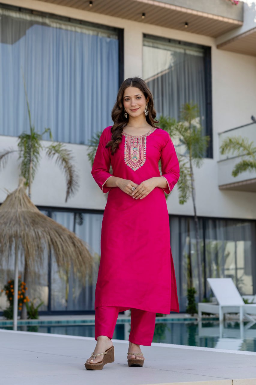 Premium Pure Kanjivaram Glass Tissue Suit Set with Hand Zari & Embroidery Work