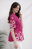 Wiora Pink Embroidered Shirt with Floral Motif