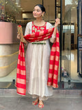 Red Silk Suit Set with Double Zari Jacquard Dupatta & Heavy Embroidery