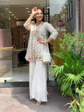 Elegant Silk Suit Set with Hand Embroidery & Zari Weaving Detailing