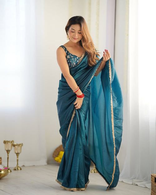 Festive Glow Embroidered Tissue Silk Saree