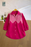 Wiora Pink Embroidered Shirt with Palm Tree Motif