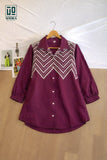 Wiora Wine Chevron Embroidered Shirt