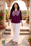 Wiora Wine Chevron Embroidered Shirt
