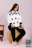 Stylish White Floral Printed Top with Lace Accents