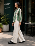 WIORA Women’s Green & Cream Floral Printed Shirt – Elegant Full Sleeve Button-Down Casual Shirt with Contrast Collar, Statement Floral Design & Stylish Everyday Look