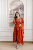 Rustic Ember Embroidered Vichitra Silk Kurta Set