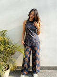 Midnight Bloom Printed Rayon Co-Ord Set for Women