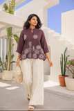 Women's Botanical Embroidery Smart Casual Office Wear Shirt