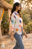 Mixed Floral Printed Cotton Mix Shirt for Women – Multicolor Casual Button-Down Overshirt