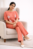 Peach Blossom Embroidered Cotton Cord Set
