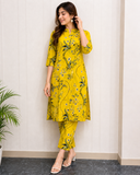 Sunshine Bloom Embroidered Cotton Blend Kurta Pant Set
