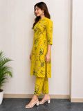 Sunshine Bloom Embroidered Cotton Blend Kurta Pant Set