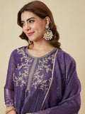Lavender Grace Embroidered Ethnic Ensemble
