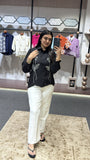 Women’s Elegant Black Floral Embroidered Shirt – Premium Statement Casual & Festive Wear