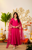 Rani Pink Elegance Kurta Palazzo Set