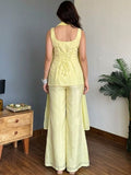 Lemon Bloom Embroidered Sharara Set