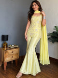 Lemon Bloom Embroidered Sharara Set