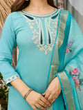 Serenity Blue Floral Printed Designer Kurta Set