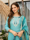 Serenity Blue Floral Printed Designer Kurta Set