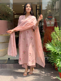 Premium Peach Designer Embroidered Ethnic Kurta Set for Women