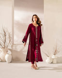 Royal Wine Embroidered Straight Kurta Set