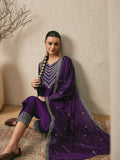 Wine Embroidered Kurta Set with Dupatta
