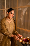 Premium Olive Gold Embroidered Straight Kurta Se