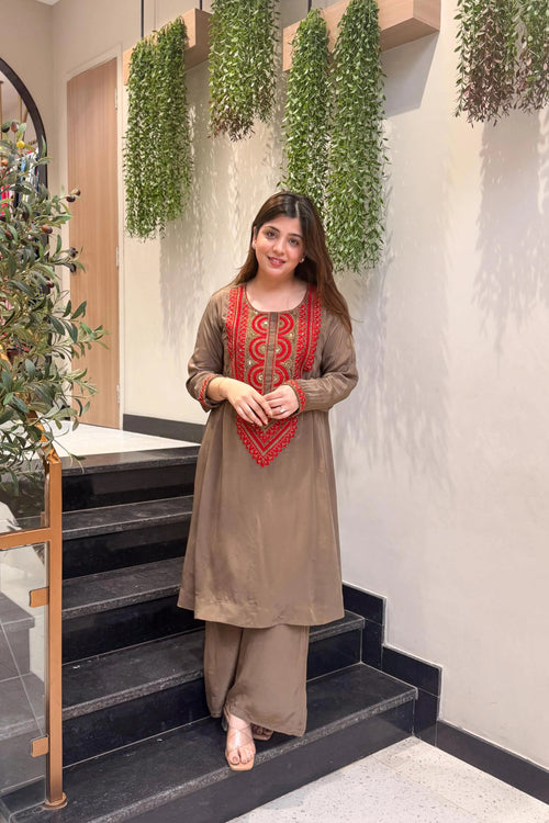 Rustic Charm Embroidered Suit Set