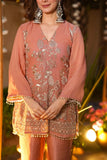 Rose Blush Chanderi Silk Embroidered Kurta Pant Set for Festive Elegance