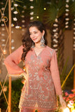 Rose Blush Chanderi Silk Embroidered Kurta Pant Set for Festive Elegance