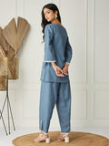 Serene Grey Co-ord Set With Embroidered