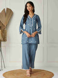 Serene Grey Co-ord Set With Embroidered