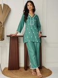 Elegant Green Co-ord Set With Embroidery