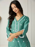 Elegant Green Co-ord Set With Embroidery