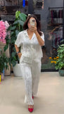 Elegant Solid Cotton Mix Linen Two Piece Co-Ord Set with Soft Texture Shirt and Comfortable Loose Pants