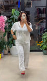 Elegant Solid Cotton Mix Linen Two Piece Co-Ord Set with Soft Texture Shirt and Comfortable Loose Pants