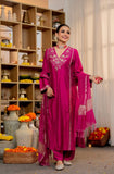 Luxury Pure Satori Silk Kurta Suit Set with Intricate Embroidery, Bottoms & Banarasi Zari Dupatta