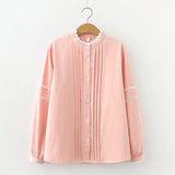 Women’s Peach Pintuck Shirt with Lace Detail