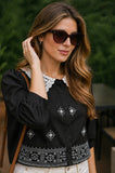 Premium Black Lace Collar Fashion Shirt