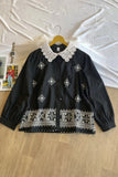 Premium Black Lace Collar Fashion Shirt