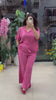 Stylish Pink Cotton Mix Linen Co-Ord Set with Minimal Solid Finish Relaxed Shirt and Loose Straight Fit Pants