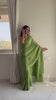 Designer Satin Silk Green Saree with Elegant Embroidery Work