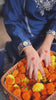 Luxury Navy Blue Hand-Embroidered Pure Satori Silk Kurta with Silk Pants & Pure Zari Banarasi Dupatta