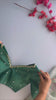 Artistic Organza Silk Off White Saree Featuring Delicate Hand Embroidered Floral Patterns with  Dark Green  Blouse