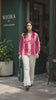 WIORA Women’s Pink & Cream Floral Printed Shirt – Stylish Full Sleeve Button-Down Casual Shirt with Contrast Collar, Bold Floral Design & Elegant Contemporary Look