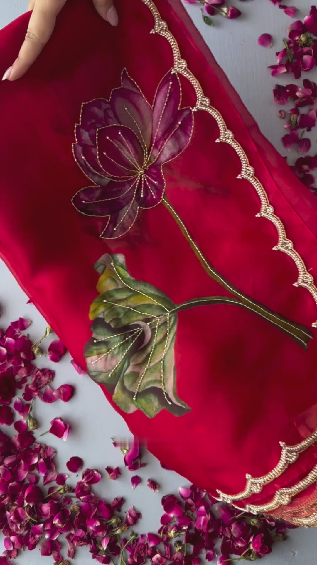 Red Organza Silk Saree Floral Embroidery With Blouse